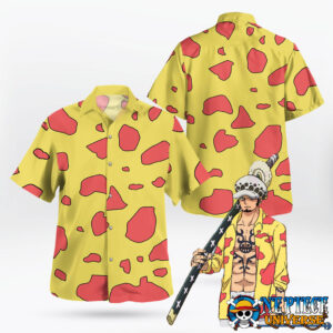 Law One Piece Film Red Outfit Pattern Hawaiian Shirt