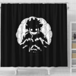 Luffy Gear 5 and Gomu Gomu Black Shower Curtain