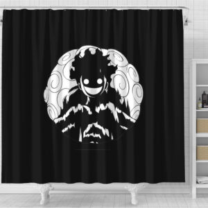 Luffy Gear 5 and Gomu Gomu Black Shower Curtain